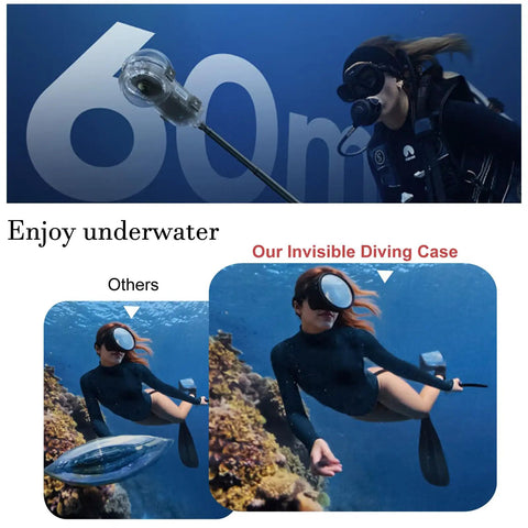 Diver using 60M Underwater Case For X5 Action Camera, Waterproof Housing With Ultra Clear PMMA Lens And AR Coating