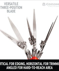 Three Position Swivel Grass Shears For Edging, Trimming, And Hard To Reach Areas showcasing versatile blade positions.