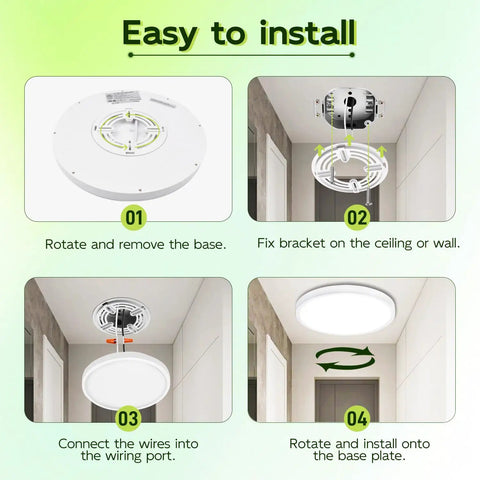 Installation steps for 32 Inch Oval Led Flat Panel Light White 38W 3800 Lumens Killer Bright Edge Lit Dimmable Flush Mount Ceiling Fixture.