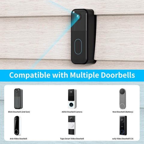Vinyl Siding Mount For All New 2nd Gen Video Doorbell Camera, Adjustable Corner Wedge Kit For 4 Inch Standard Vinyl Siding, black