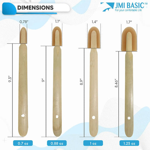 Grout Caulk Finishing Tool Set With Assorted 4 Size Spreads For Smooth Sealant Application; shows four spatula sizes and bamboo handles