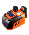 Wireless 5 Ton Electric Car Jack With Remote Control, Cordless Hydraulic Lift, LED Work Light showcased in orange and black design