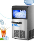 High Efficiency Under Counter Ice Maker, 120 Lbs Per Day, Stainless Steel, 45 Ice Cubes Per Cycle, Dual Water Inlet Modes