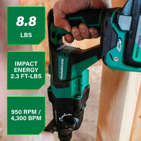 36V Cordless SDS Plus Rotary Hammer D Handle Tool Body Only With Brushless Motor in use on wood structure