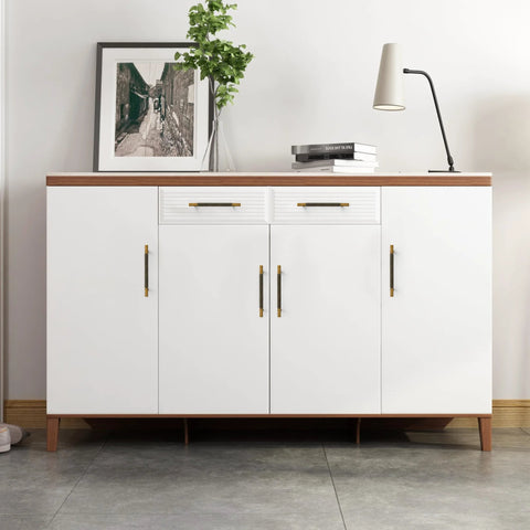 White cabinet with Matt Coffee Bronze Solid Brass Cabinet Handles 5 Pack 5 Inch Hole Centers in a modern living room setting.