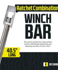 40.5 Inch Winch Bar For Flatbed Trailers And Trucks With Extra Long Non Slip Handle, Bolt On Or Weld Style Deep Storage Winch