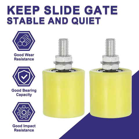 Two Pack Slide Gate Guide Rollers Nylon Wheels For Sliding Gates Universal Door Pulley System Gate Support Assembly Beige