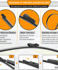 All Weather Windshield Wiper Blade Replacement For Atlas 2018 Through 2024 Front 26 Inch And Rear 22 Inch 12 Inch Wiper Blades Set