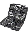 173 Piece General Household Hand Tool Set With Portable Storage Case open showing tools for DIY home repairs