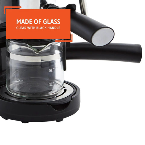 4 Cup Glass Replacement Carafe With Black Handle For Espresso Coffee Makers Clear See Through Viewing Carafe Lets You Monitor Your Brew Durable Replacement Glass Jug For Home Kitchens.