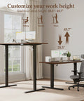 Klicelor 48 x 28 Electric Standing Desk With Memory Presets And Hooks Height Adjustable Sit Stand Up Home Office Computer Table shown at varying heights.