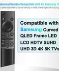 Universal Remote Control Replacement For Smart TV Compatible With All Samsung Series LED LCD QLED pictured with compatibility text