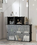 Cube Storage Organizer With Doors Eight Cube Shelves Closet Cabinet No Fuss Setup DIY Plastic Modular Bookshelf in living room