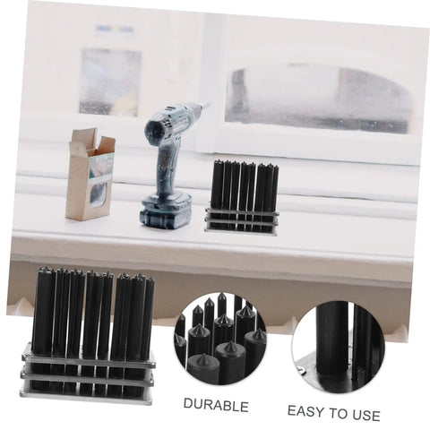 Essential Cylindrical Punch Set For Woodworking And Metalworking, lightweight hand tools displayed with drill on window sill