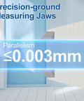 6 Inch Digital Caliper With Large LCD Screen showing 0.003mm parallelism in precision-ground measuring jaws.