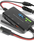 Beefed Up 20A 12V Solar Charge Controller with LCD Display and USB Ports, shown with connection cables and digital readout