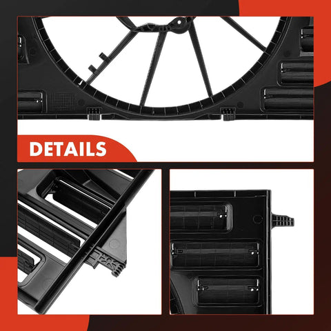 Engine Radiator Cooling Fan Shroud Compatible With 2017 Through 2024 Audi A4 A5 A6 Quattro Allroad black plastic details