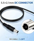 Big Rig 12V Male To Male Power Lead Featuring 5.5X2.1Mm Tips Hooked Up To 18AWG Pure Copper Wire, 1m length.