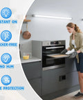 Lit 3Ft LED Tube Light 14W 30W Equivalent Daylight 5000K 1600LM T8 T10 T12 Replacement in kitchen under-cabinet setting.