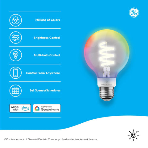 Color Changing Smart LED G25 Globe Bulbs 2 Pack 60W Equivalent RGB Mood Lighting For Home Decor App Controlled With Savant Alexa And Google Home Create Vibes Set Schedules Dim And Brighten For Parties
