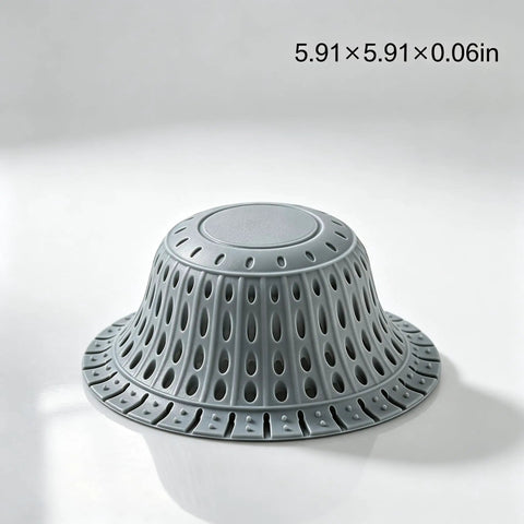 Bathtub Drain Strainer Silicone Bathroom Stopper Fixture in gray, dome shape design, 5.91x5.91x0.06in, effectively catches hair.