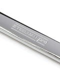 Close-up of SAE 13 Piece 6 Point Combination Wrench Set with Full Polish Chrome Finish, showing detailed brand engraving.