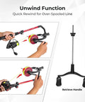 Speed X Fishing Line Spool With Unwinding Function No Twist Line And Adjustable Aluminum Handle demonstration on reel.