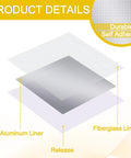 Four Pack 10 x 10 Inch Drywall Repair Kit With Self Adhesive Mesh Patches showing aluminum and fiberglass liner details.