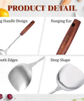 Wok spatula, 14.17-inch stainless steel with wooden handle for stirring and turning