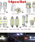 Fresh LED Interior Lighting Kit 11 Xenon White Bulbs T10 36mm Dome And License Plate Wedge Base Easy Drop In Spotlights Upgrade View DIY Project Save Cash No Tools Needed, 14-piece LED bulb set