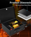 Boss-Grade Portable Safe Box With Key Lock For Fire Resistant Document Storage, open view showing contents and fire retardant material