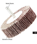 Five Pack 3.15 By 1 By One Quarter Inch Shank Mounted Flap Wheel 80 Grit Aluminum Oxide Abrasive Wheels for rust removal