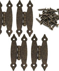 Set Of Four Three And A Half Inch Bronze Antique H Hinges For Cabinets And Doors Flat Flush Mount H Shape Hardware With Screws