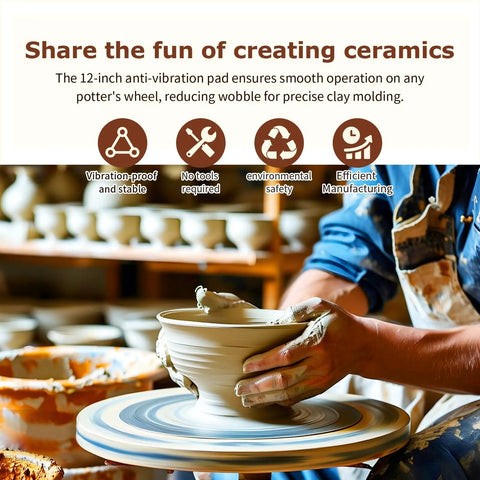 12 Inch PVC Pottery Wheel Bat System With Six Replaceable One Point Five Millimeter Aluminum Plates Pro Grade Anti Vibration Pads And Fixing Screws For Ceramic Artists And Potters Clay Throwing