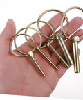 10 Piece Heavy Duty Lynch Pin Set With Spring Loaded Ring Locking Pins For Trailer Hitches And Farm Equipment Industrial Grade Retaining Pins To Secure Attachments On Tractors And UTVs, 4 pins in hand