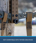 Close-up of Ape Canyon Outfitters 3 Step Aider for Hunters and Arborists, lightweight tree climbing tool secured on a tree, USA made.