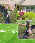 No Dig Landscape Edging Kit With 60 Spikes, 4 Inch Tall 66 Foot Border being cut and installed without digging