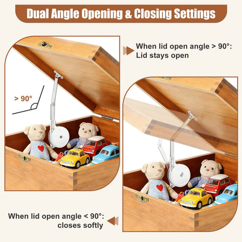 Soft Close Toy Box Hinges With Heavy Duty Zinc Alloy Lid Support And Smooth Quiet Dampers Keeps Lids From Slamming And Prevents Finger Pinch Ideal For Safe Gentle Lids Easy Installation Universal Reversible Mounting For Wooden Boxes And Toy Chests