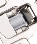 Close-up of Nickel Plated Soft Close Cabinet Hinges Half Inch Overlay 25 Pack With Mounting Screws Adjustable 3 Way Mounting