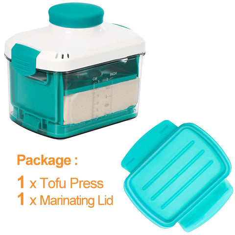 Vegan Adjustable Tofu Press For Quick Water Removal From Silken To Firm And Extra Firm Tofu with marinating lid, BPA free