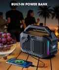 Rugged Bluetooth Wireless Speaker With 80W Peak Power And Dope Bass, 20 Hours Play Time, IPX6 Waterproof charging phone