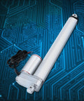 Beefy 24V Linear Actuator With 750N Push Pull, 300mm Stroke And Permanent Magnet DC Motor Drive on tech background