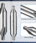 7 Piece Center Drill Set With 60 Degree Countersink Bits In M2 Pro Grade High Speed Steel showing size 5.0 to 6.0 detail
