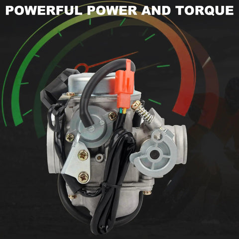 Front view of GY6 24mm Carburetor Kit With Manifold Air Filter Ignition Plug For 4 Stroke Engines 125cc 150cc 152QMJ 157QMJ QMI ATV