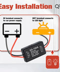 Easy Installation diagram of LED Brake Light Flasher Module For 12V-24V Vehicles Red Tail Light Strobe With Smart Brake Pattern Quick 4x Blink Slow 4x Blink Then Steady Beef Up Rear Visibility And Cut Rear-End Risks.