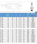 Top Shelf BBT40 CNC Lathe Spindle Holder With Premium ER32 Collet Chuck, Rock Solid Steel Build, Hella Accurate 0.002 Runout, Smooth Dynamic Balance G2.5 Up To 30000RPM For Killer Machining Results technical drawing of spindle holder specifications and dimensions