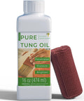 Pure Tung Oil For Wood Finishing And Sealing, Waterproof And Food Safe For Indoor Outdoor Furniture And Countertops bottle with applicator