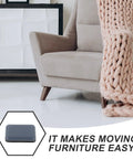 12 Piece PTFE Furniture Glides for dining tables and sofas under beige sofa on tiled floor with knit blanket