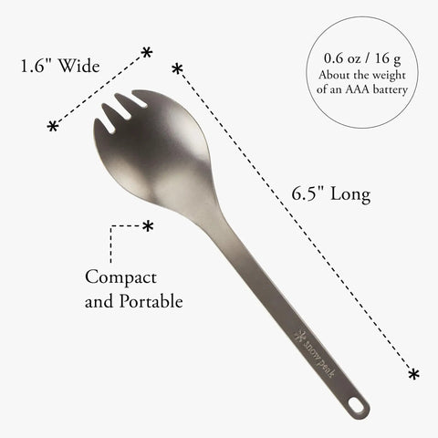 Ultra Lightweight Titanium Spork For Outdoors Camping Utensil Durable Backpacking Cutlery For Hiking, 6.5" compact design
