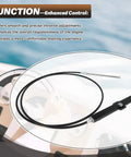 14 Foot Mechanical Rack And Pinion Steering Cable For SeaStar Teleflex Helm Back Mount Systems shown near helm